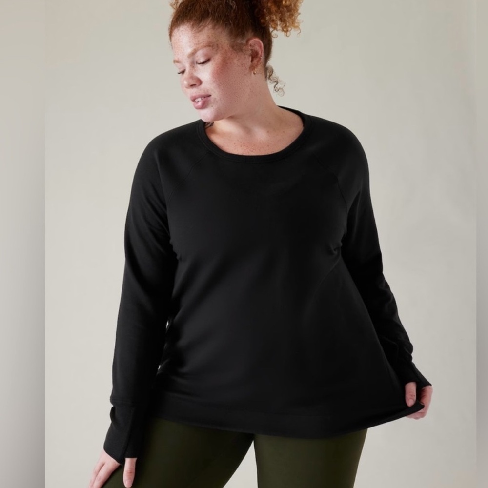 Athleta Coaster Luxe Sweatshirt Black Long Sleeve Sweatshirt Sz Medium - Picture 3 of 7